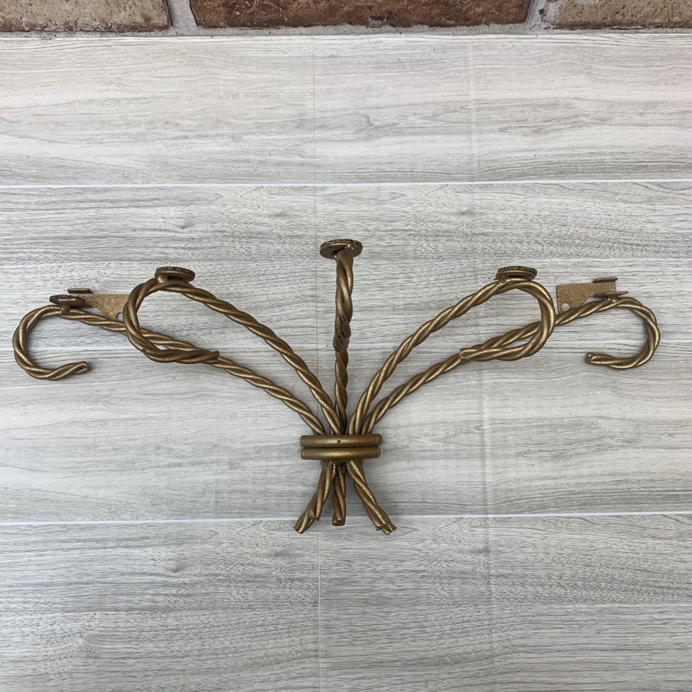Gold Metal Wall Sconce‎ Holder Twig Vine Design Rustic Farmhouse Shelf
